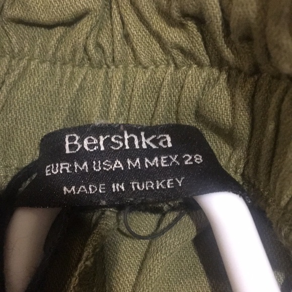 NWOT Bershka womens High Waisted cuff Pants cargo like/elastic back size M green - Picture 12 of 12